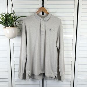 Orivs‎ Signature Long Sleeve Polo Shirt Logo Oatmeal Beige Mens Size L
